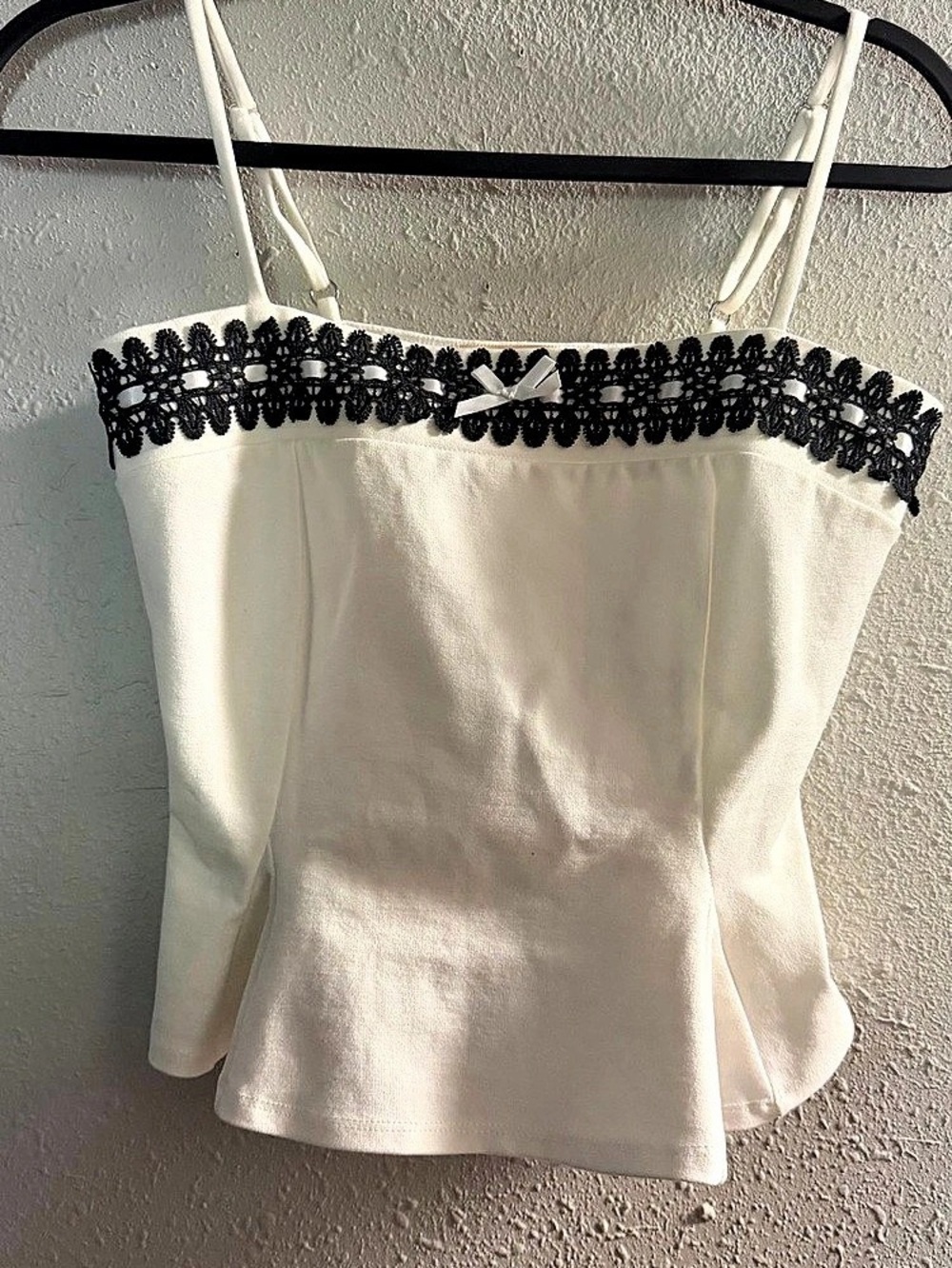 Liberty Love Lace Trim Camisole in White & Black Like New